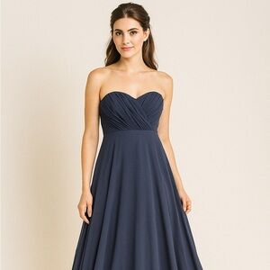 Vera Wang 8 Blue Formal Gown Sweetheart Maxi Dress Bridesmaid Gala‎ Cruise Event